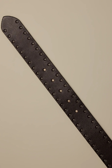 EYELET LEATHER BELT WITH ROLLER BUCKLE, image 2