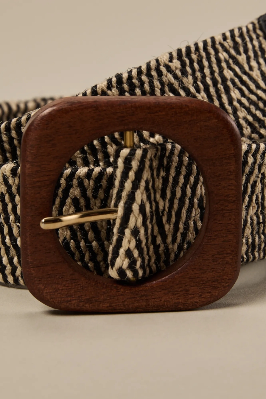 RAFFIA BELT -  WOODEN BUCKLE, image 3