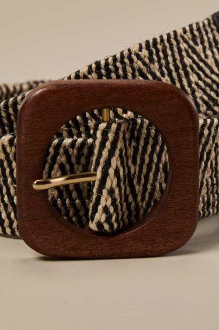 WOODEN BUCKLE RAFFIA BELT, image 3