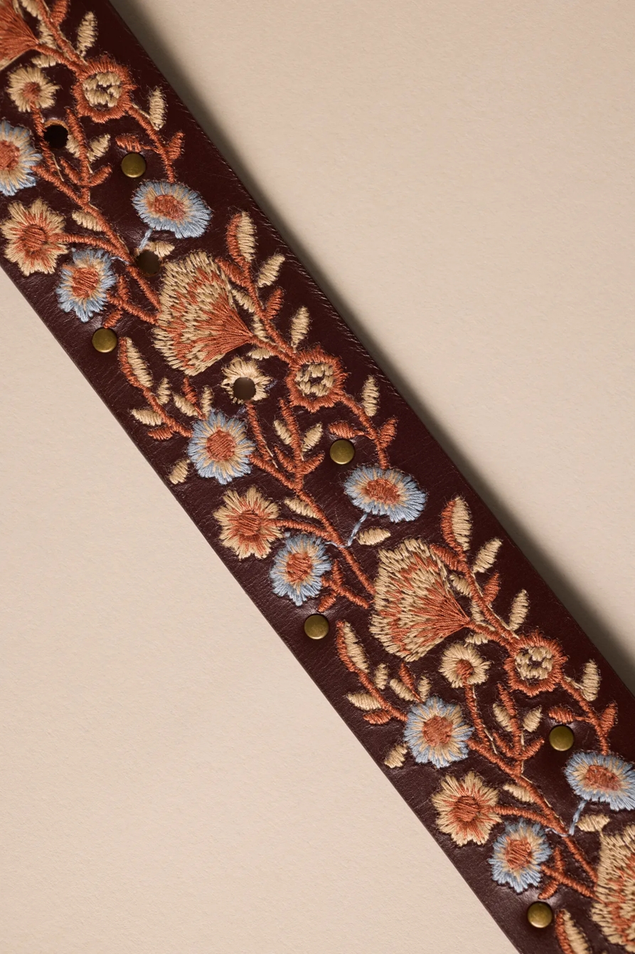 BLUE AND ORANGE FLORAL EMBROIDERED BELT, image 2