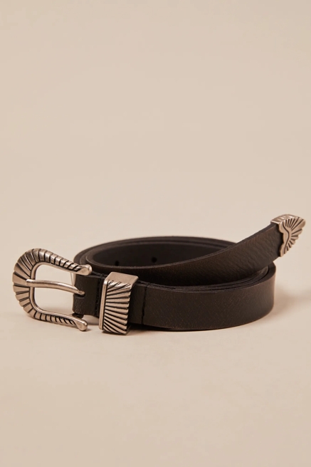 WESTERN FADED LEATHER BELT, image 1