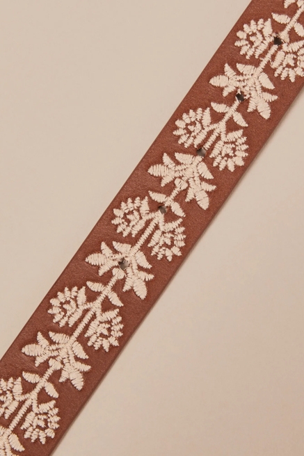 EMBROIDERED FLOWER LEATHER BELT, image 2