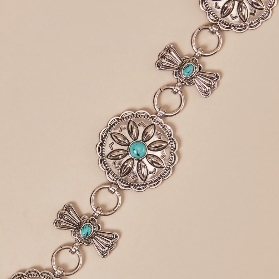 Lucky Brand Metal Turquoise Chain Belt - Women's Accessories Belts