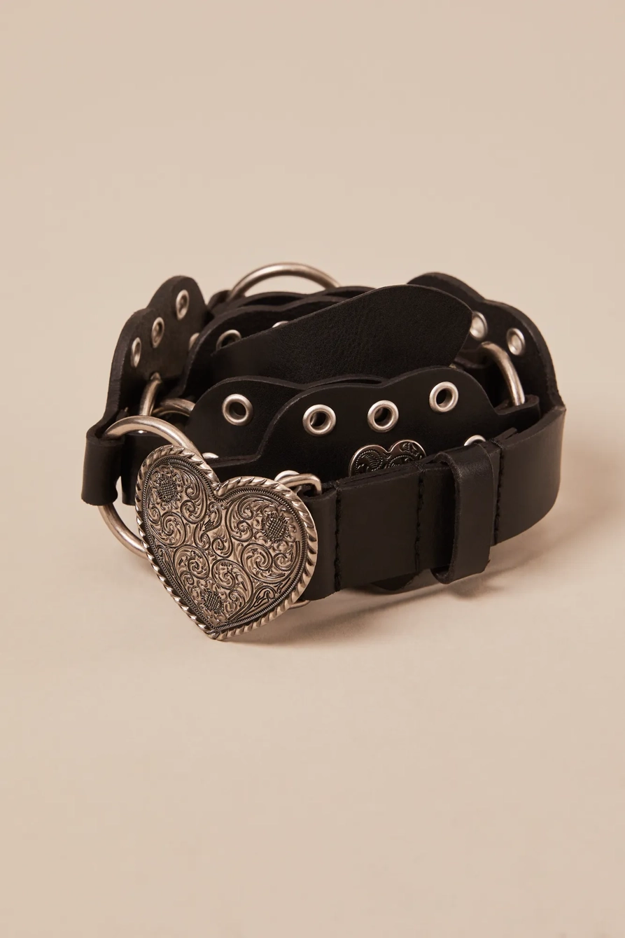 HEART STUDDED LEATHER BELT
