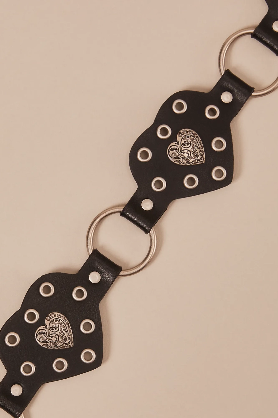 HEART STUDDED LEATHER BELT