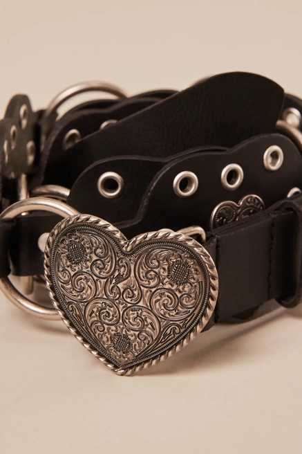 HEART STUDDED LEATHER BELT, image 3