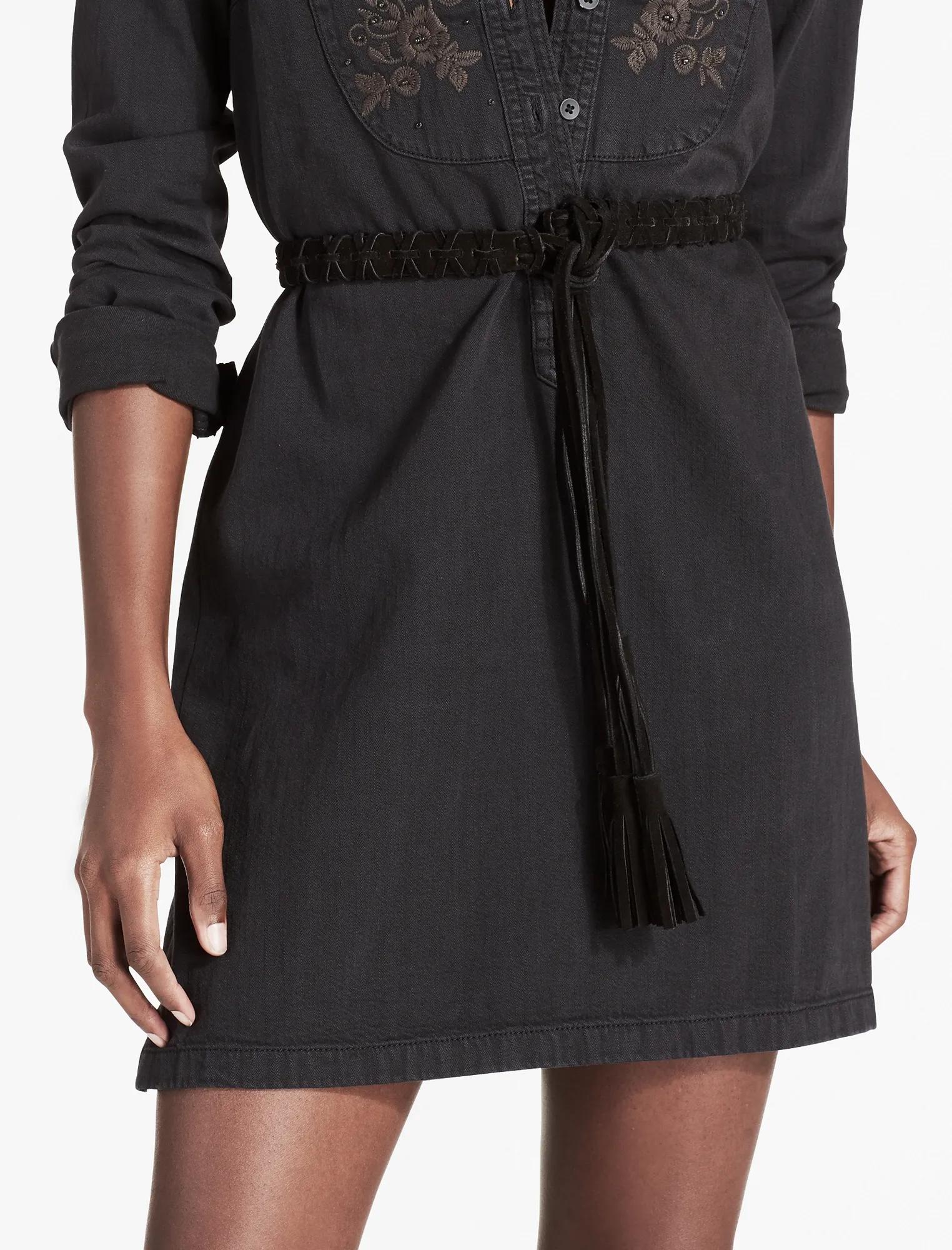 blue dress for baby girl Retro French Leg-of-Mutton Dark Dress + Belt – Belchic main image 1