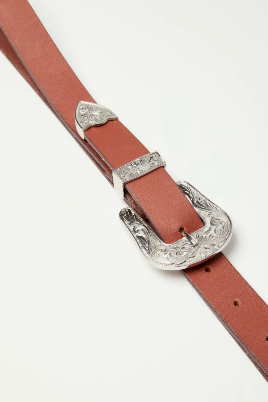 WESTERN BUCKLE BROWN LEATHER BELT, image 2