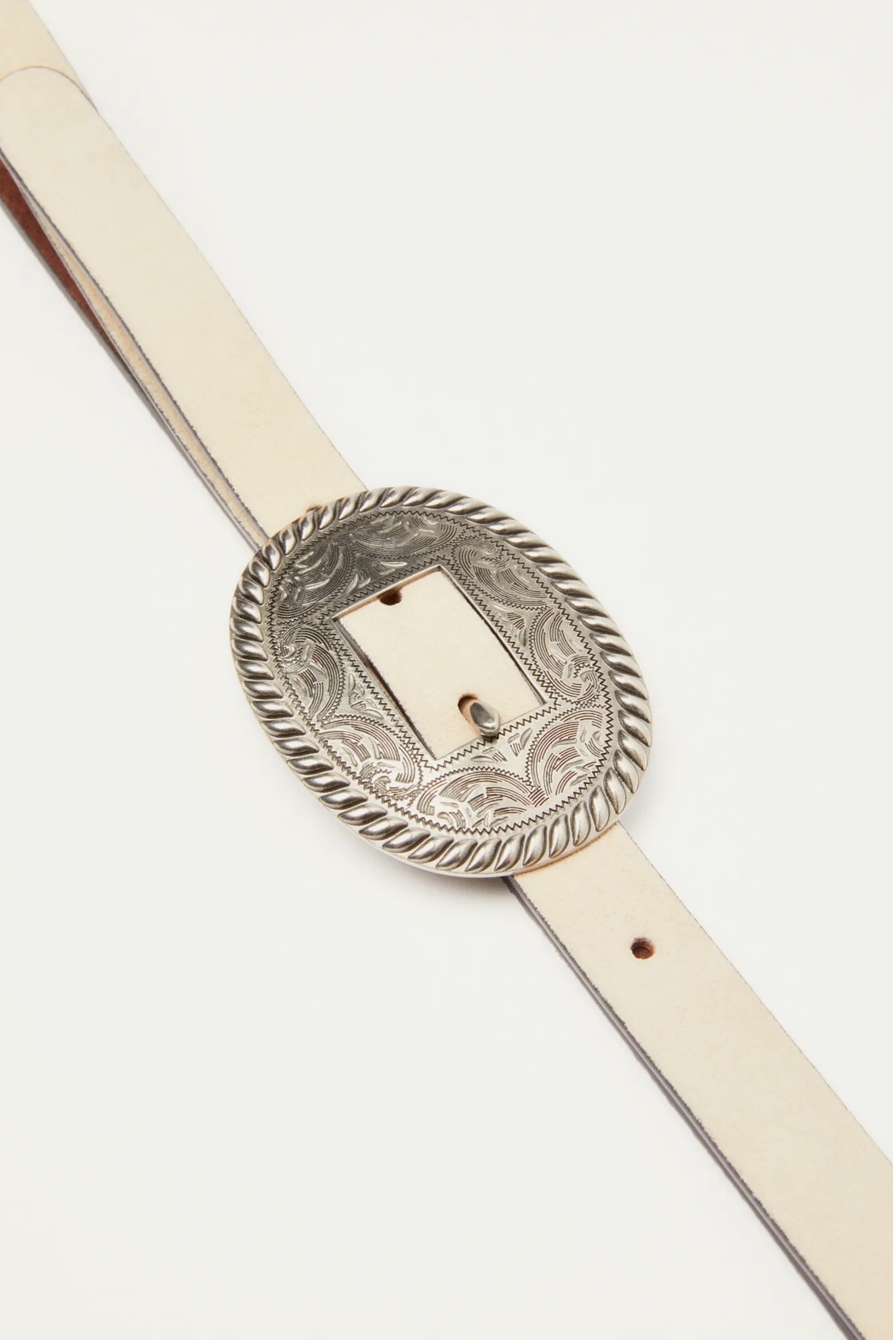WESTERN BUCKLE TAN SUEDE SKINNY BELT, image 2
