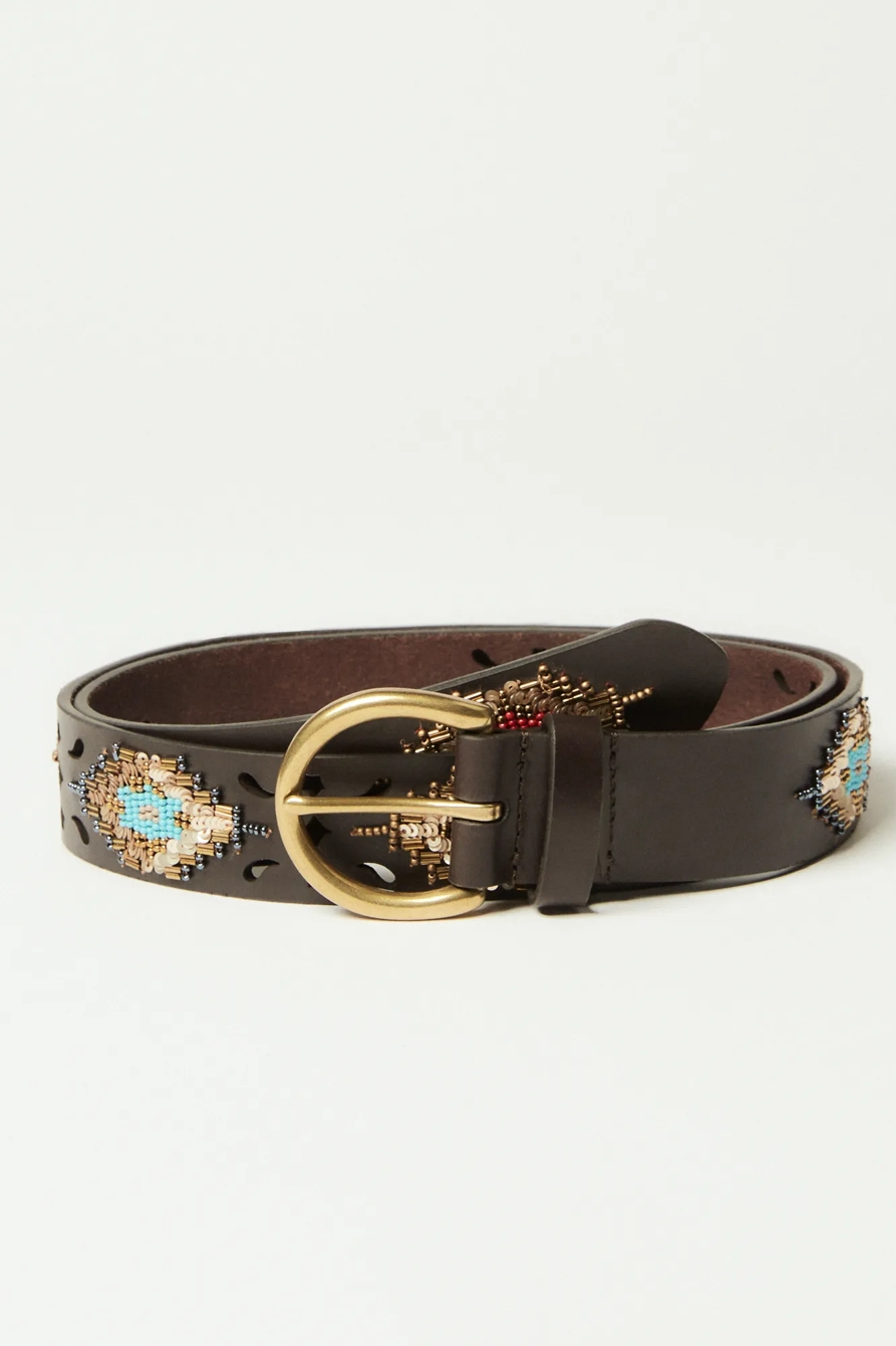 MUTI COLORED GEO WESTERN BEADED BELT, image 1