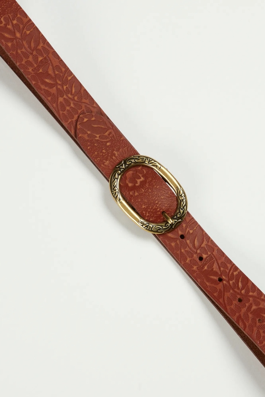 EMBOSSED LEATHER FLORAL BELT, image 2