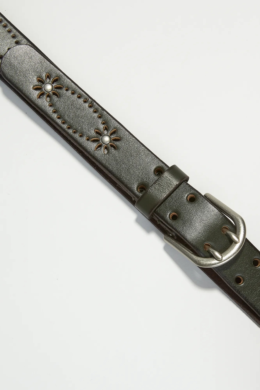 FLORAL CUT OUT LEATHER BELT, image 2