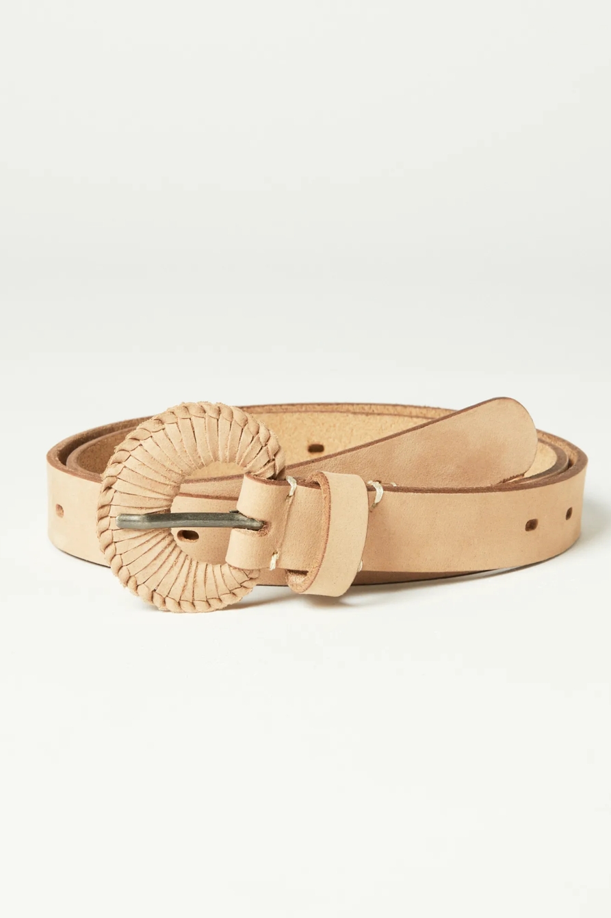 CREAM LEATHER BUCKLE BELT, image 1