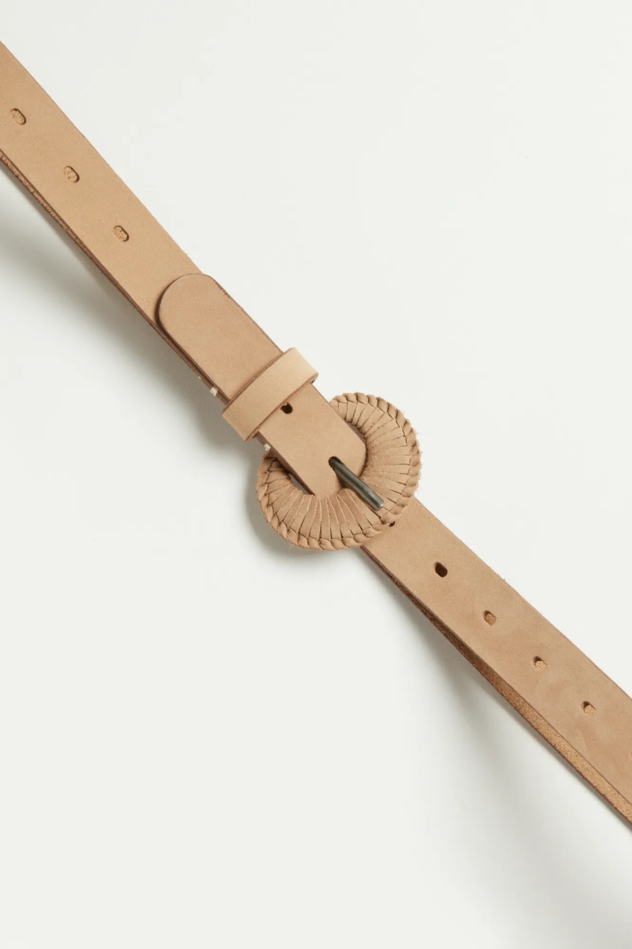 CREAM LEATHER BUCKLE BELT, image 2