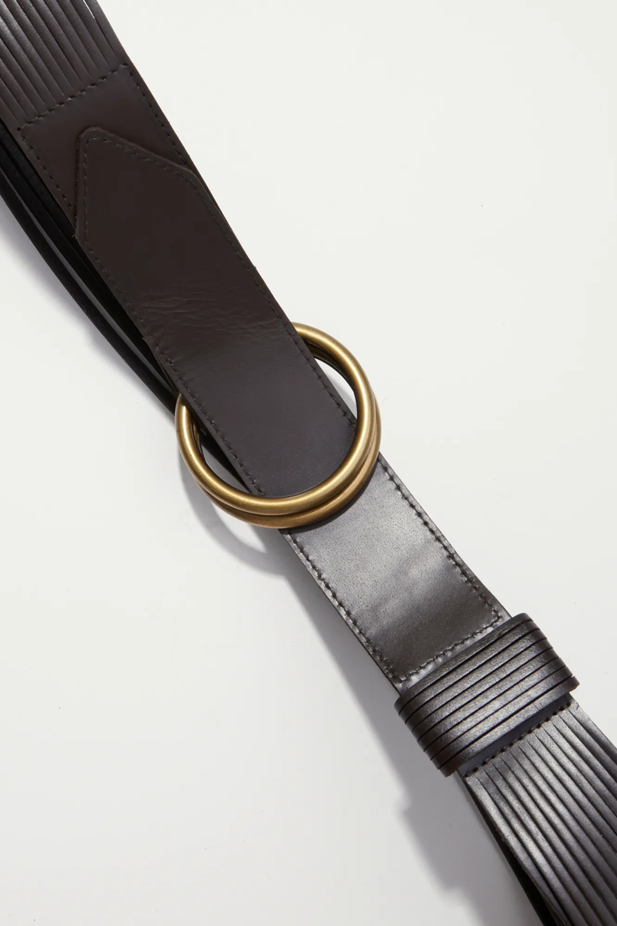 LEATHER DETAIL DOUBLE RING BELT, image 2