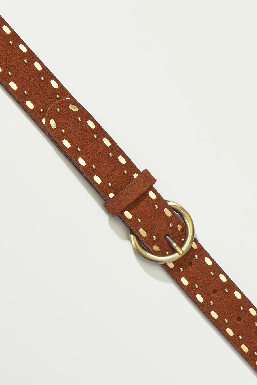 BROWN SUEDE DELICATE STUD BELT, image 2