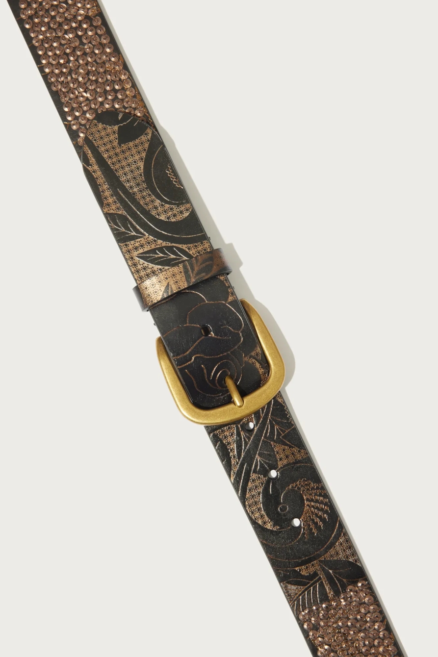 LEATHER SHIMMER SEQUIN BELT, image 2