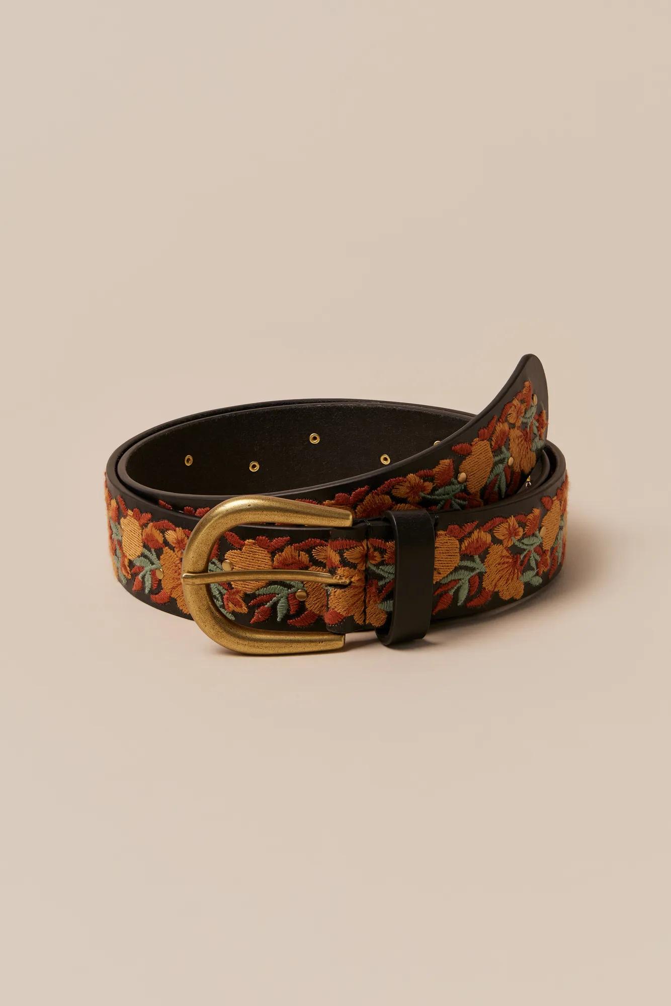 TIGHTBOOTH LEATHER LOGO BELT Orange ORANGE EMBROIDERED BELT