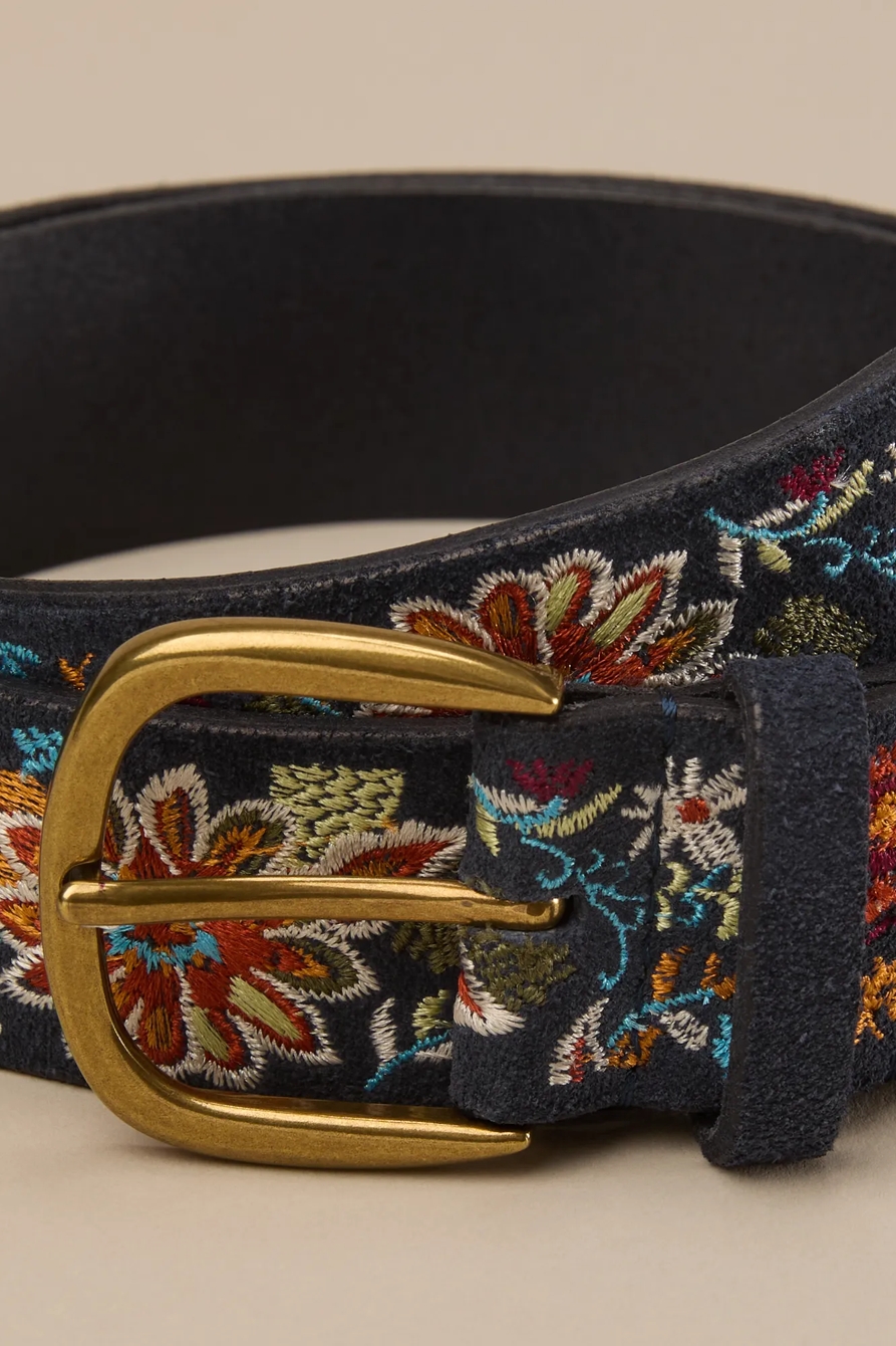 COLORFUL FLORAL EMRBOIDERED BLUE BELT, image 3