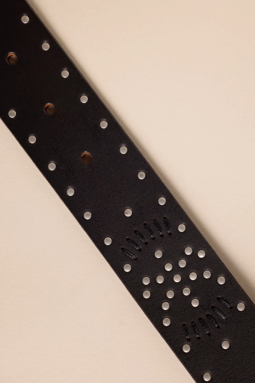 LACE DETAIL STUDDED LEATHER BELT, image 2