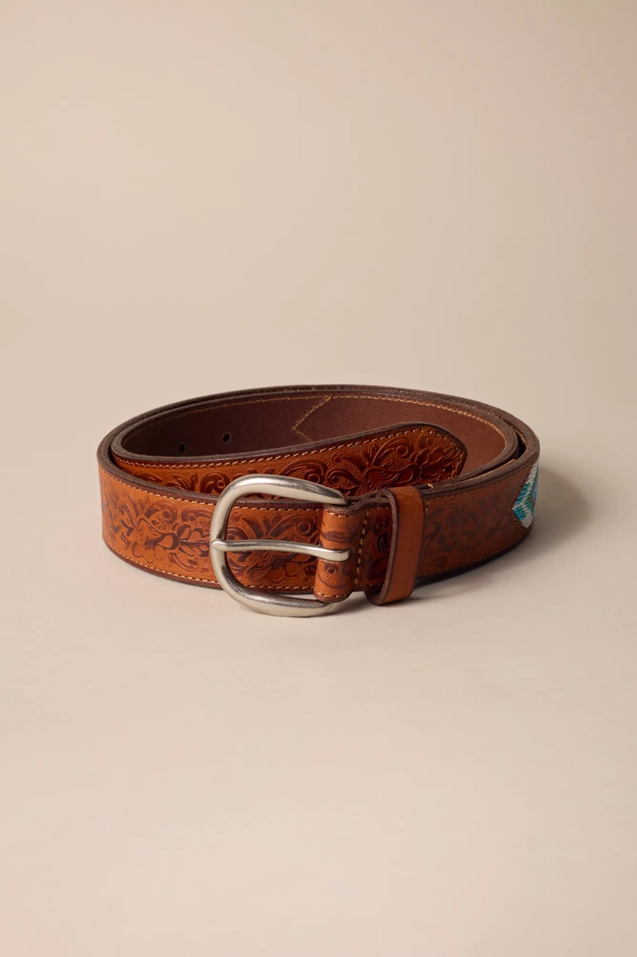 BEADED STRAP LEATHER BELT