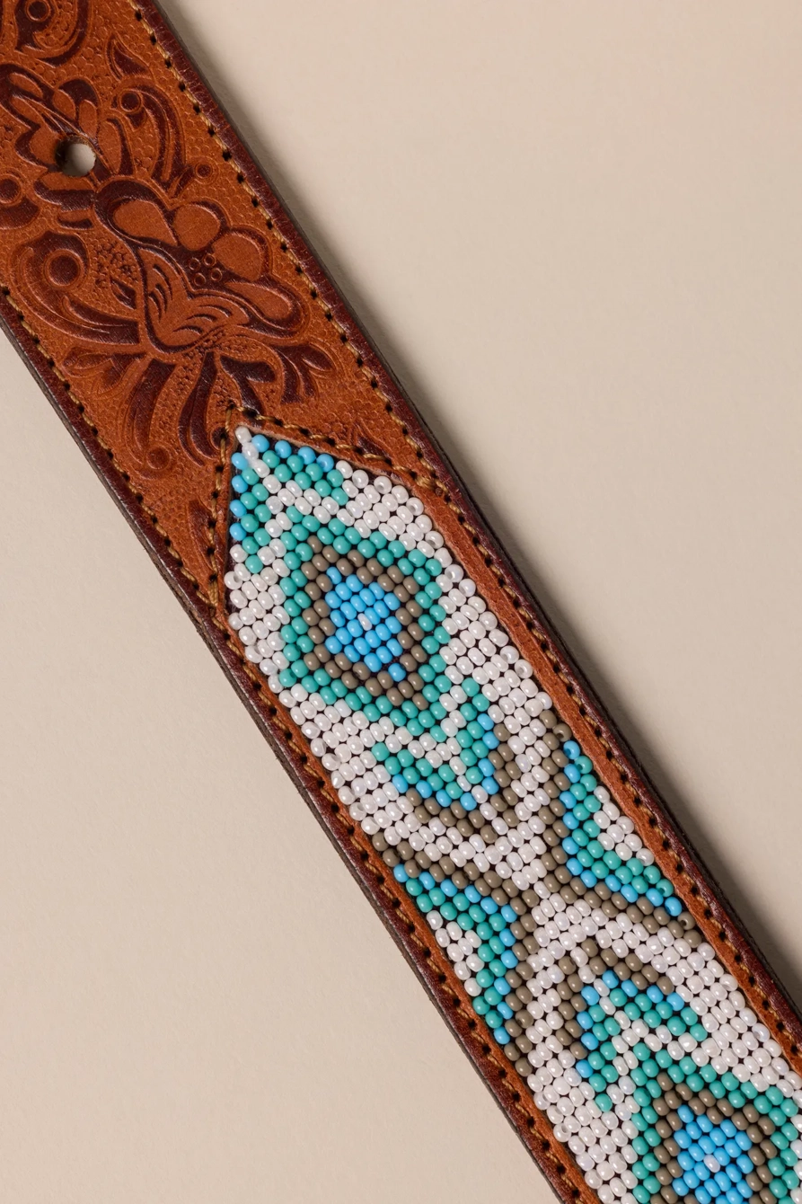 BEADED STRAP LEATHER BELT