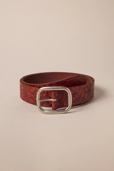 FLORAL WESTERN LEATHER BELT, image 1
