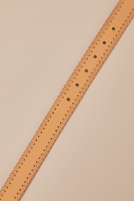 LACED LEATHER BELT WITH METAL STUDDED KEEPER, image 2