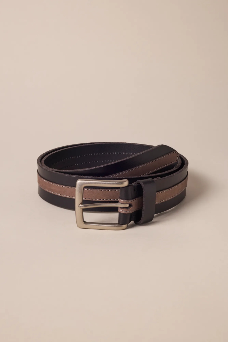 BICOLOR STRIPED LEATHER BELT, image 1