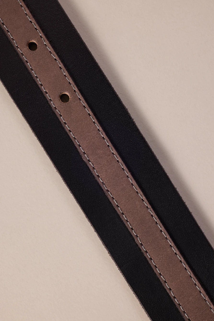 BICOLOR STRIPED LEATHER BELT, image 2