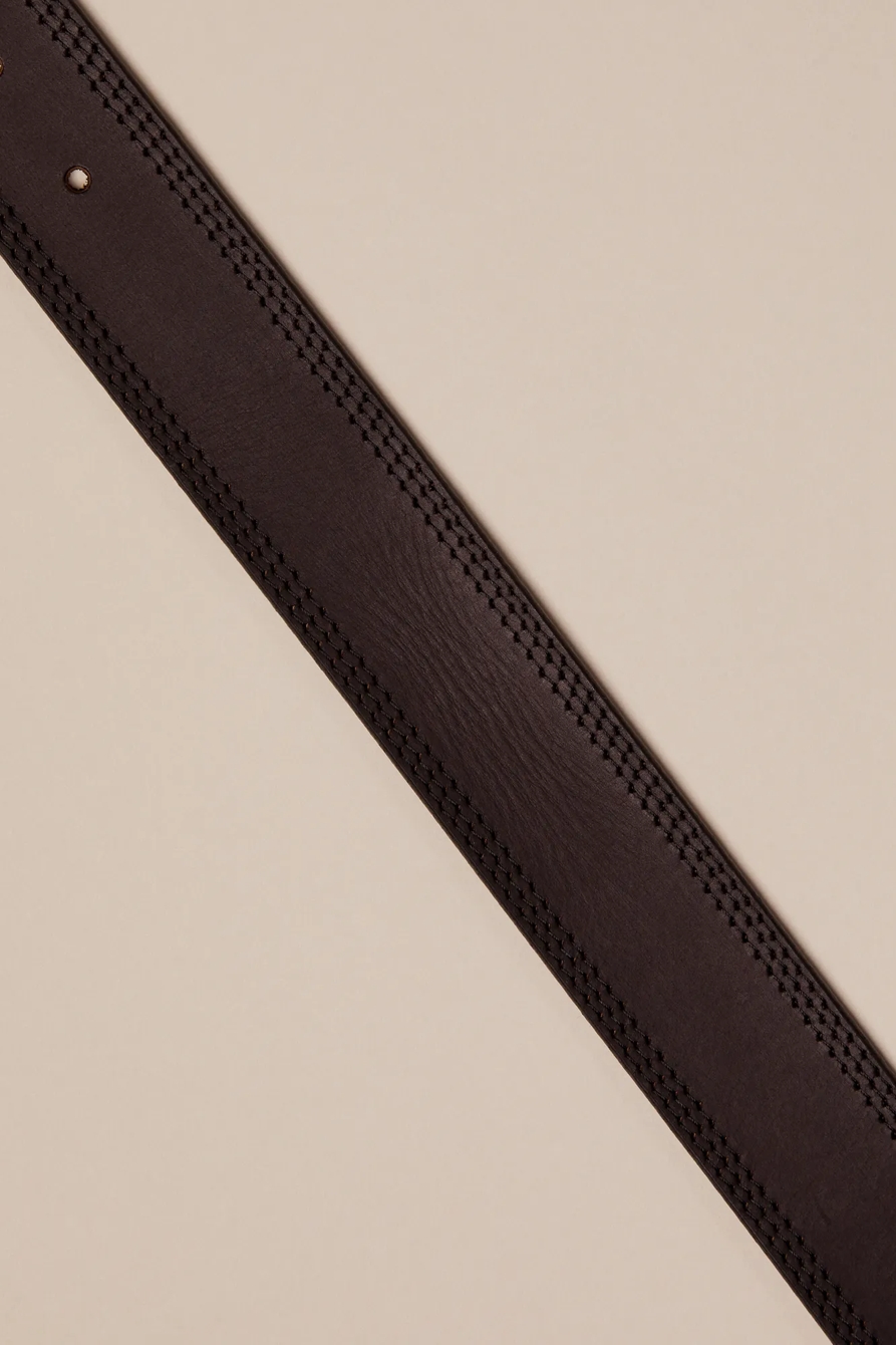 TRIPLE NEEDLE STITCH LEATHER BELT, image 2