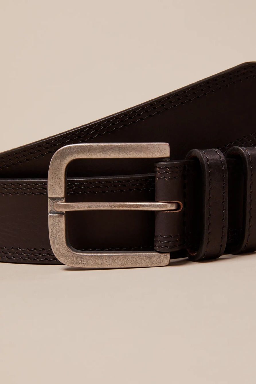 TRIPLE NEEDLE STITCH LEATHER BELT, image 3