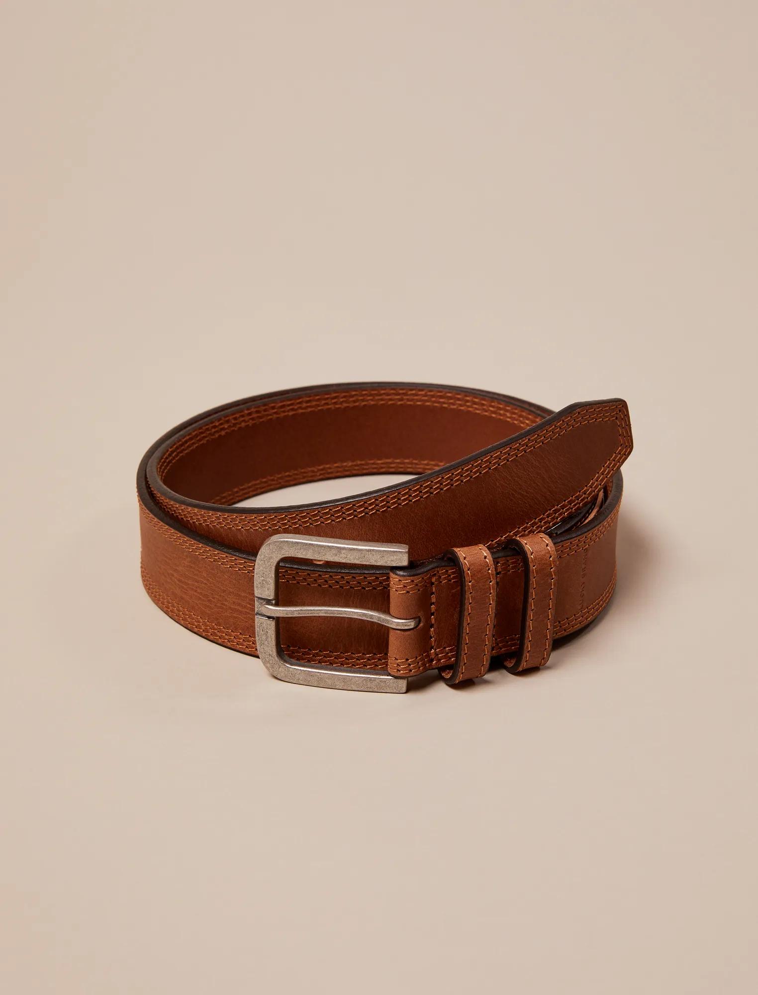 TRIPLE NEEDLE STITCH LEATHER BELT | Lucky Brand
