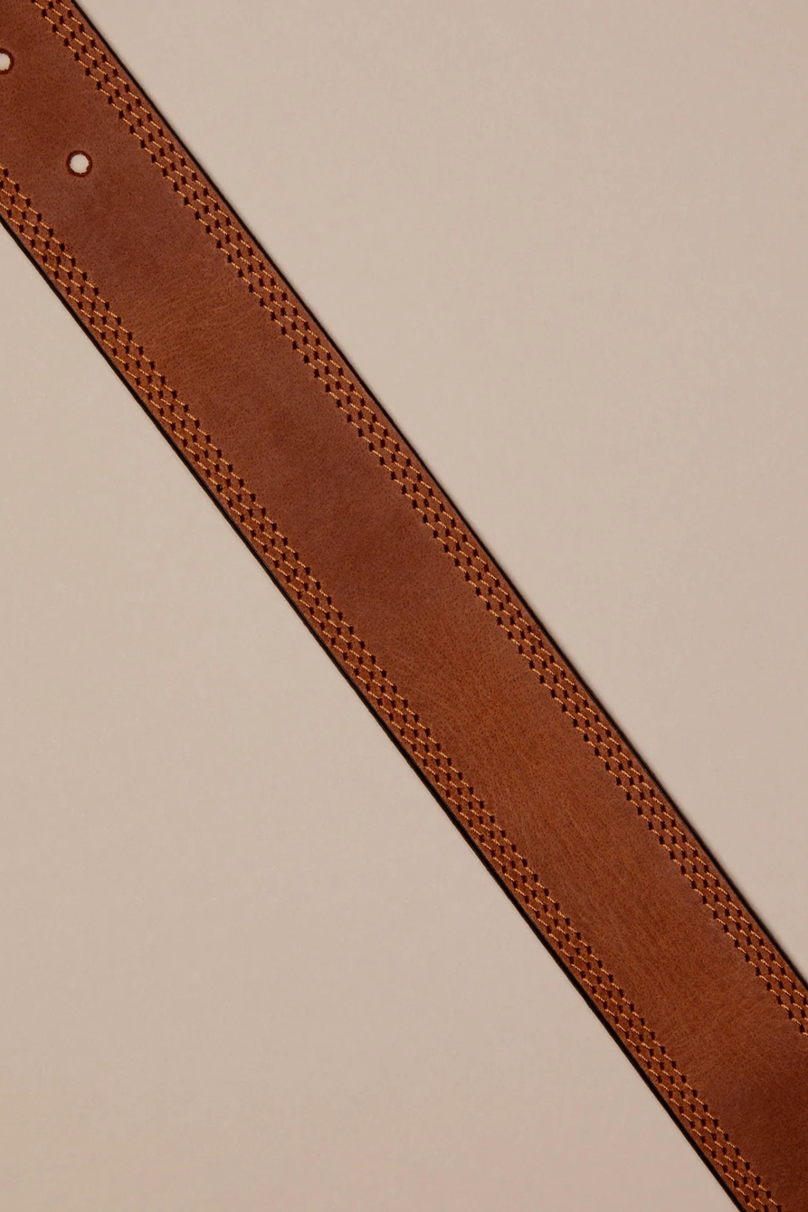 TRIPLE NEEDLE STITCH LEATHER BELT, image 2
