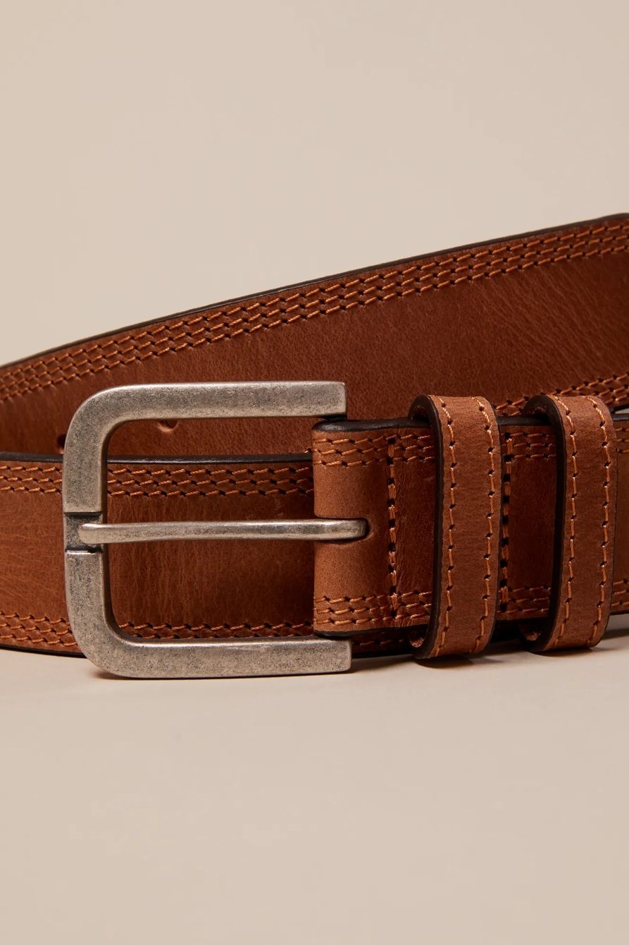 TRIPLE NEEDLE STITCH LEATHER BELT, image 3