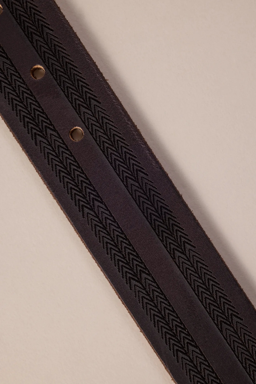 DEBOSSED DETAIL LEATHER BELT, image 2