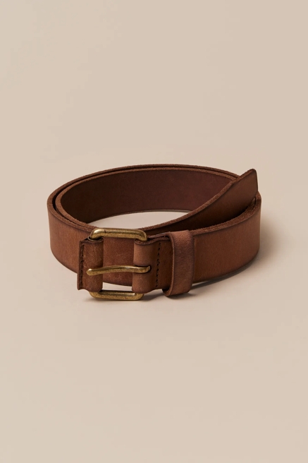 COVERED ROLLER BUCKLE LEATHER BELT, image 1