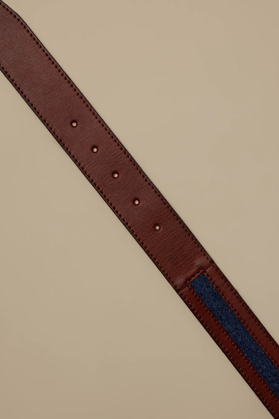 DENIM INLAY LEATHER BELT, image 2