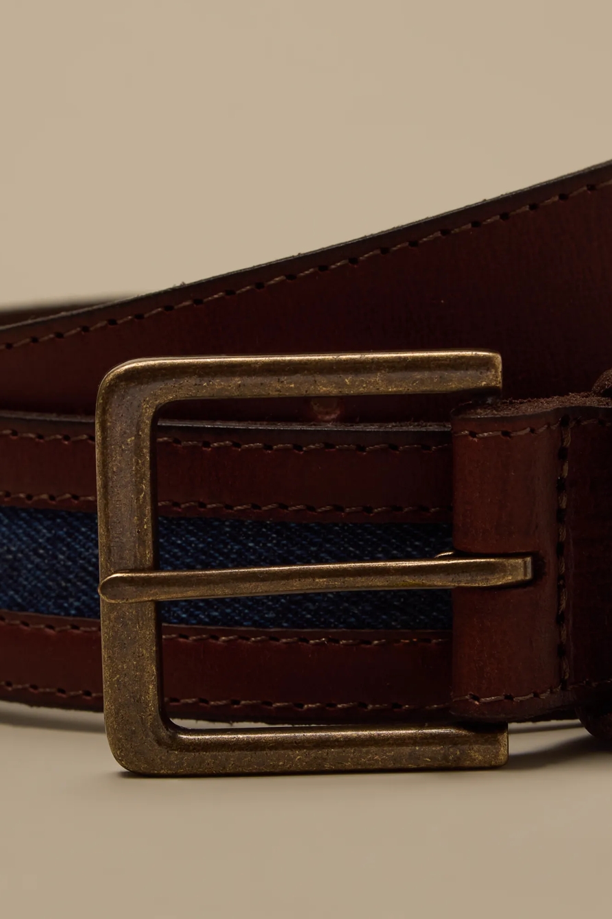 DENIM INLAY LEATHER BELT, image 3