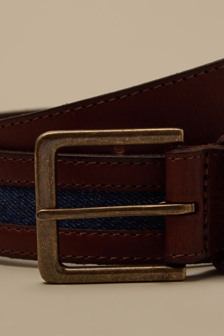 DENIM INLAY LEATHER BELT, image 3