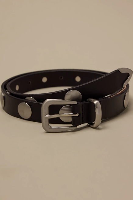 LEATHER BELT WITH OVERSIZED STUDDS, image 1