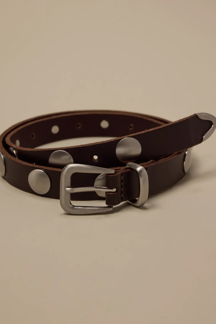 LEATHER BELT WITH OVERSIZED STUDDS, image 1