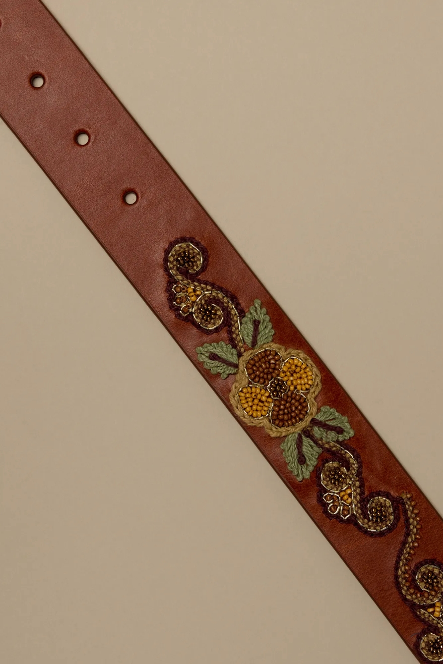MUSTARD FLOWER BEADED BELT, image 2