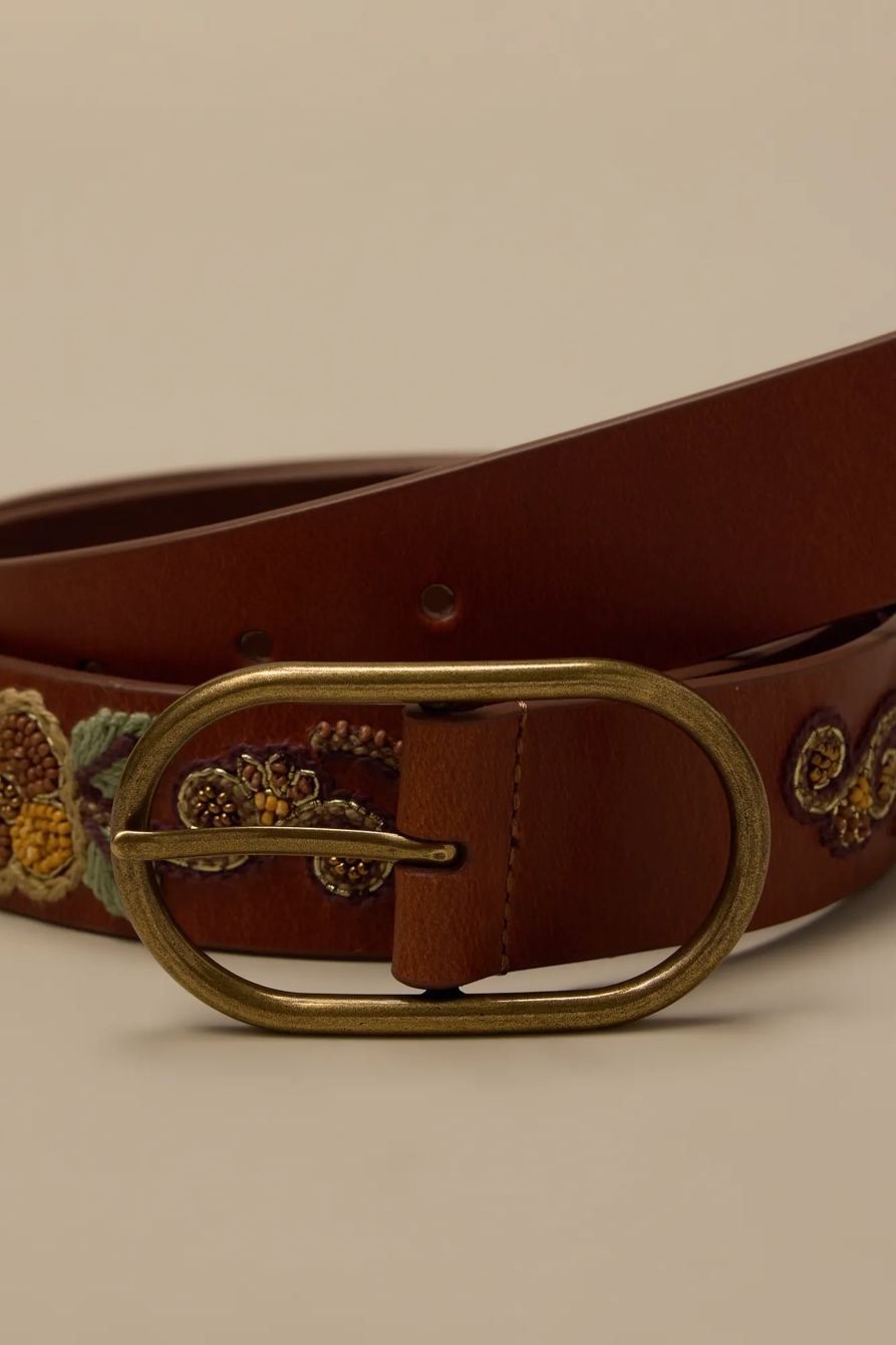 MUSTARD FLOWER BEADED BELT, image 3