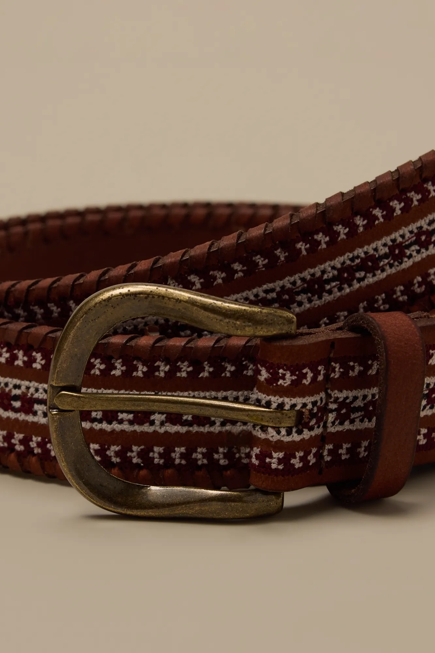 LEATHER LACED AND EMBROIDERED BELT, image 3