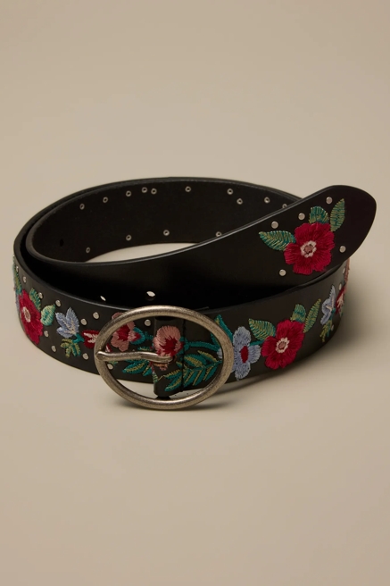 STUD FLORAL EMBROIDERED BELT, image 1