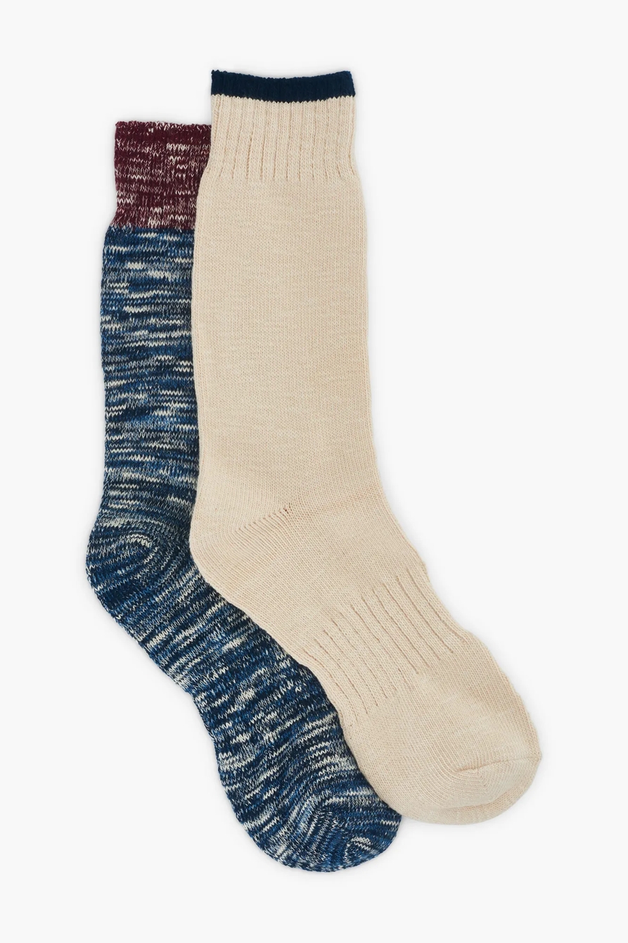 2PACK COLOR BOCK MENS SLUB CREW SOCKS, image 1