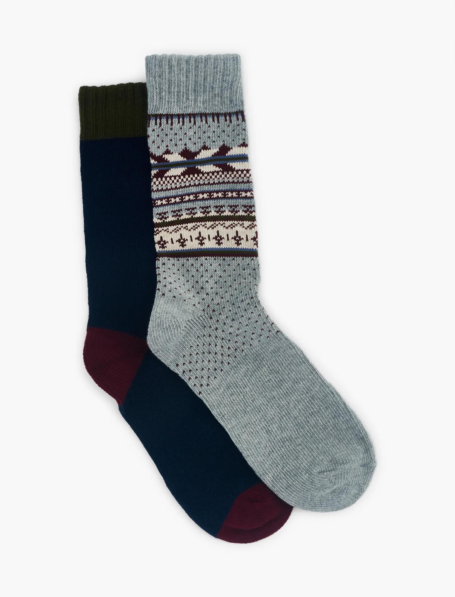 2PACK FAIR ISLE MENS CREW SOCKS, image 1