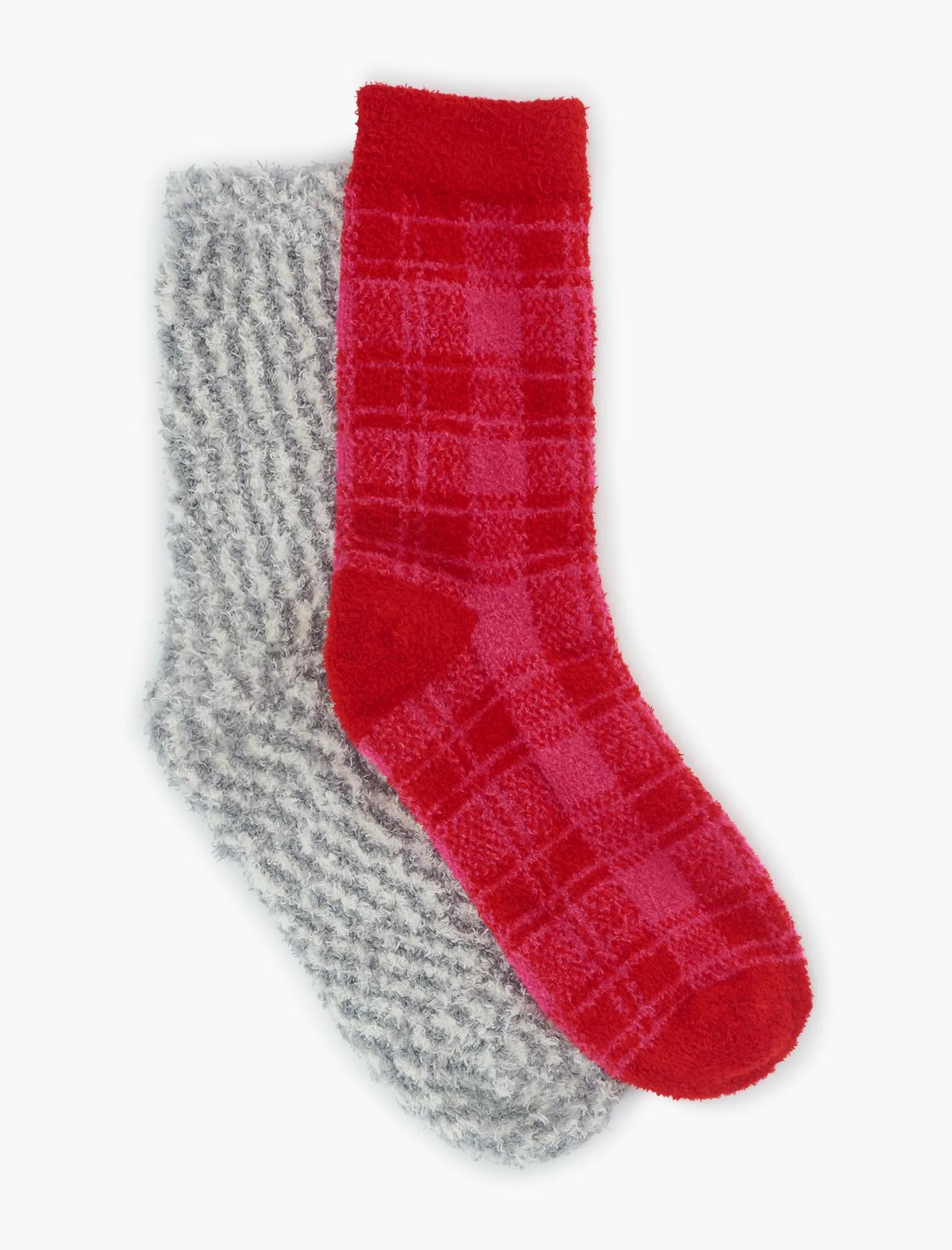 2 PACK PLAID COZY SOCKS, image 1
