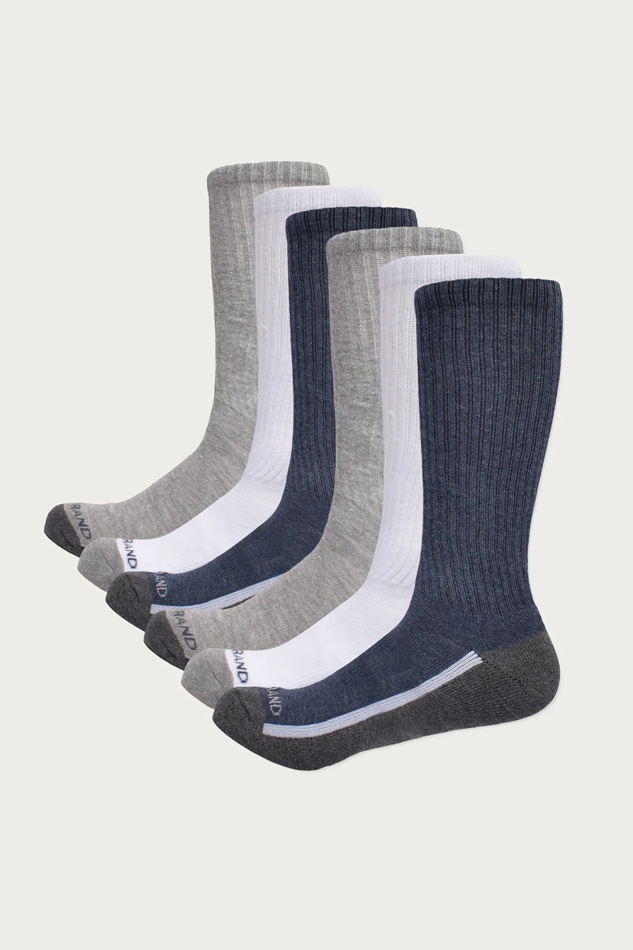 MEN'S 5 PACK COLOR BLOCK ATHLETIC CREW SOCKS, image 1